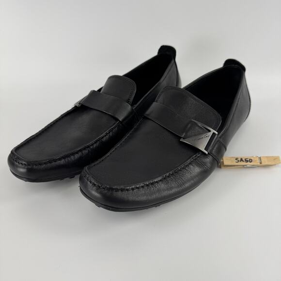 Kenneth Cole Loafer Black Slip On Moc Toe Leather DrivingShoe Men\'s Size 10.5 M